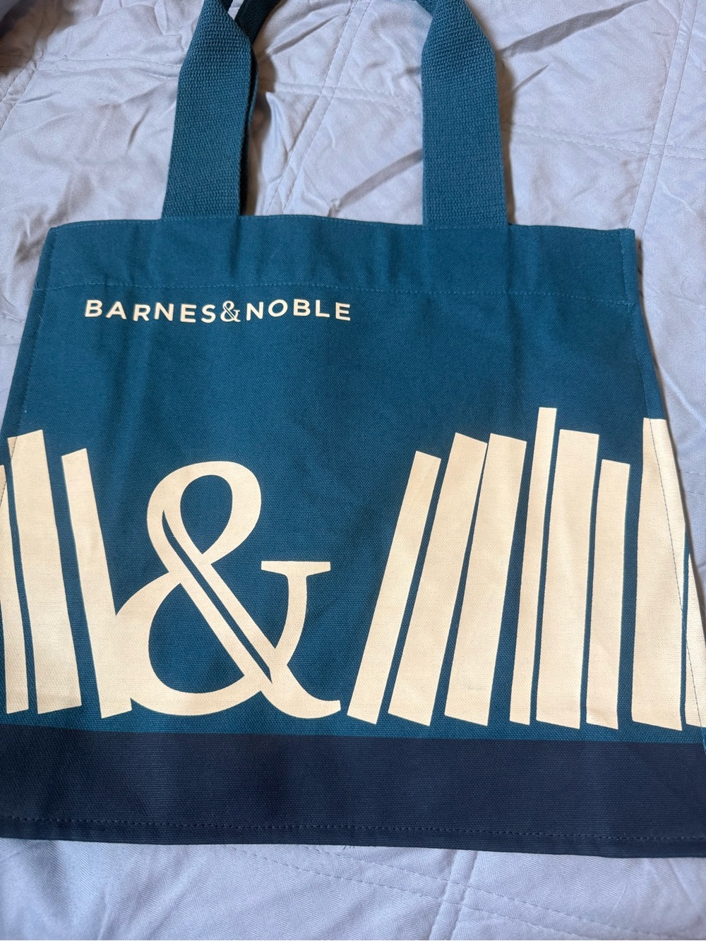 Barnes & Noble Teal Canvas Tote with Cream Logo